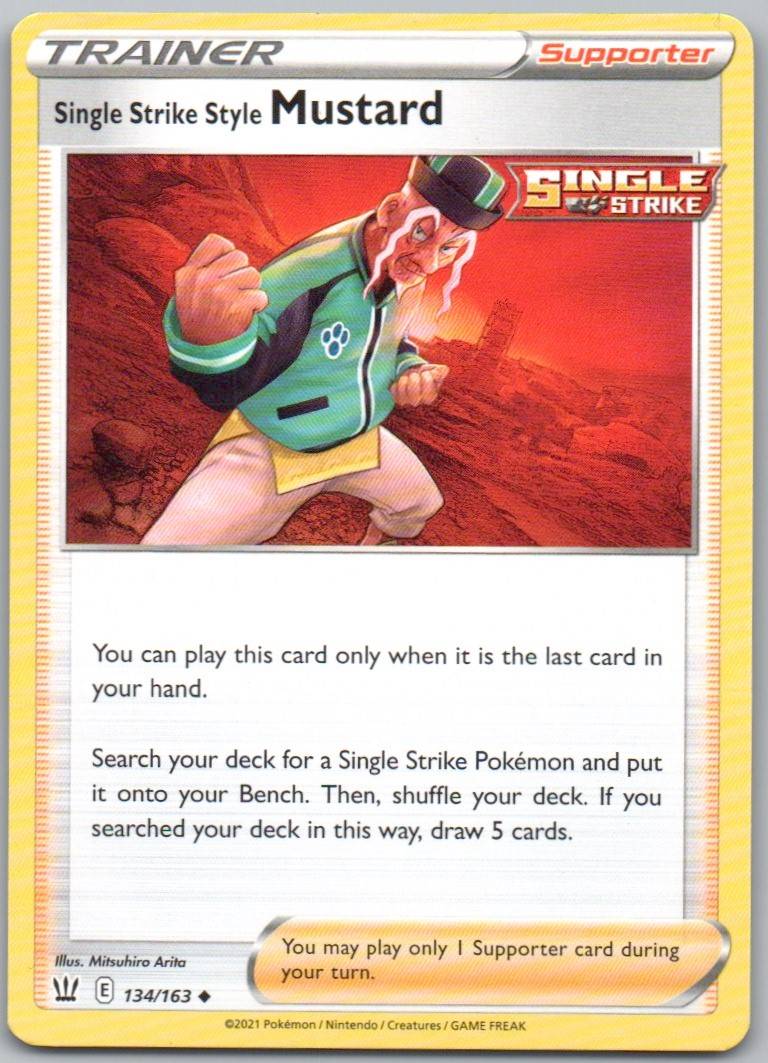 Single Strike Style Mustard 134 Normal Trainer Card - Battle Styles