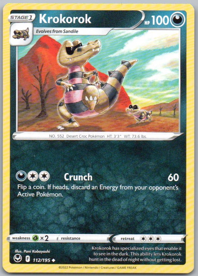 Krokorok 112 Normal Darkness Card - Silver Tempest