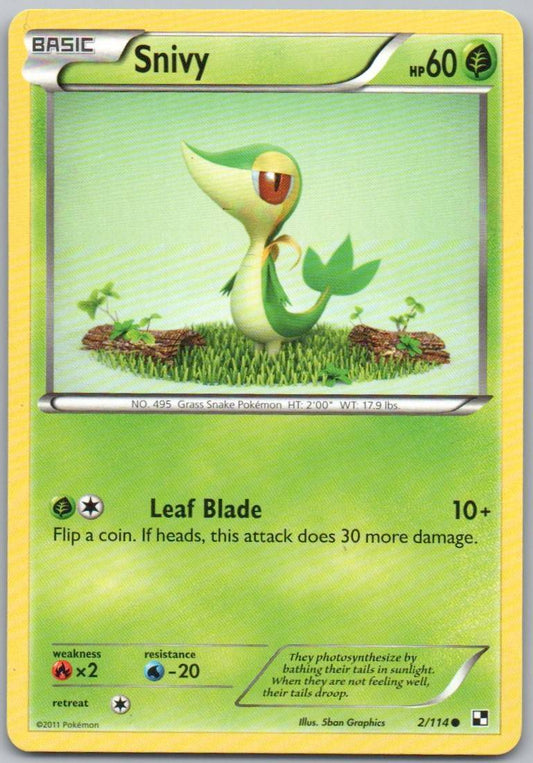 Snivy 002 Normal Grass Card - Black & White