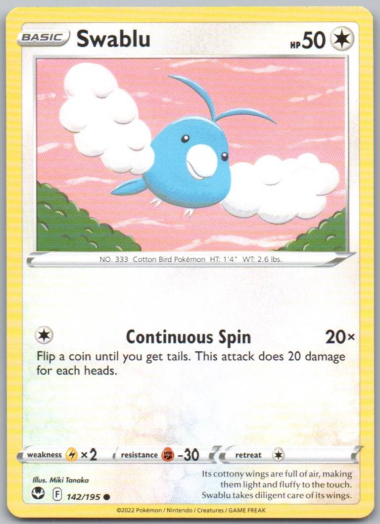 Swablu 142 Normal Colorless Card - Silver Tempest