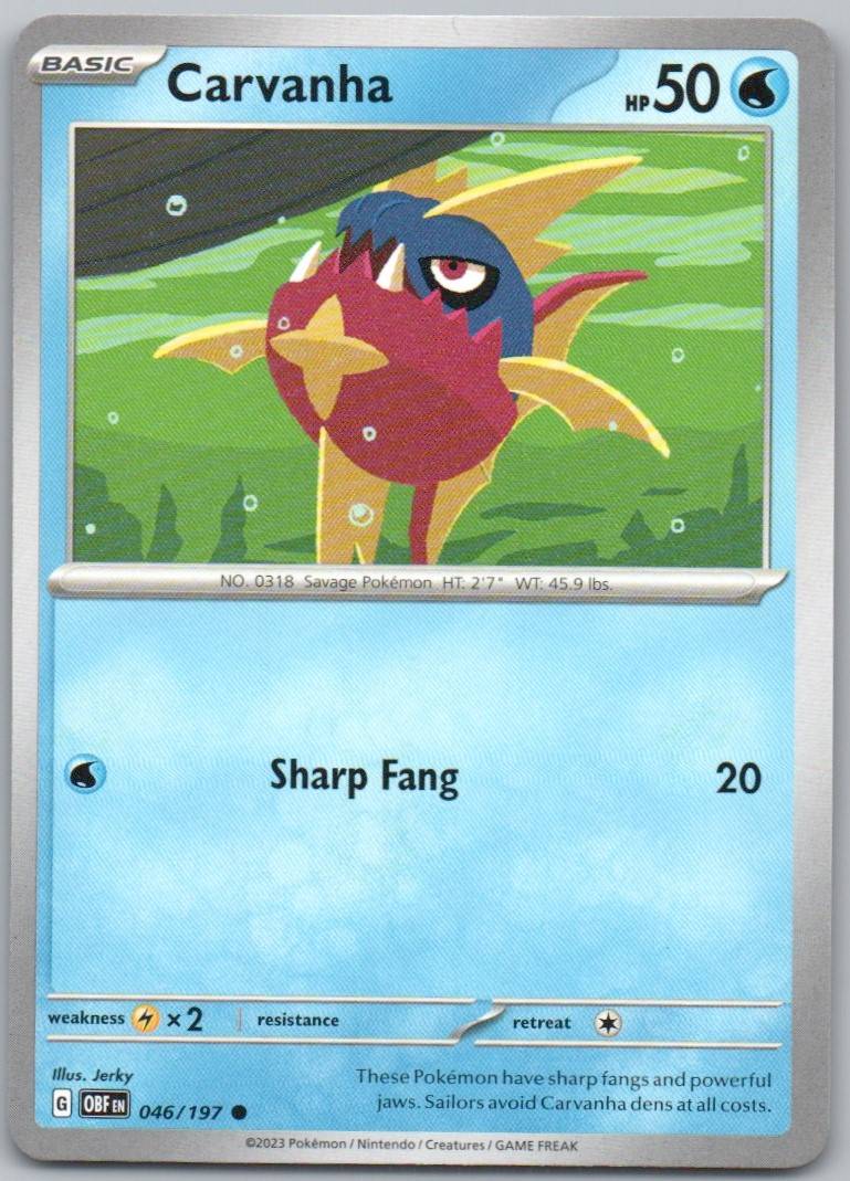 Carvanha 046 Normal Water Card - Obsidian Flames