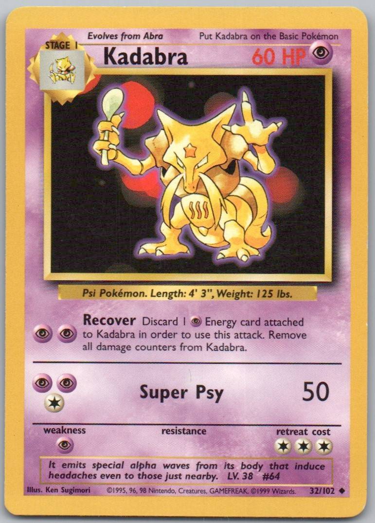 Kadabra 32 Holo Psychic Card - Base Set