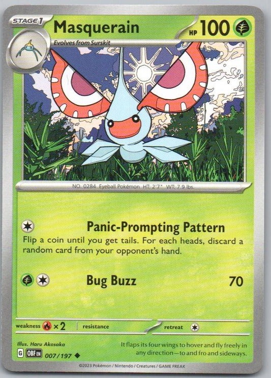 Masquerain 007 Normal Grass Card - Obsidian Flames