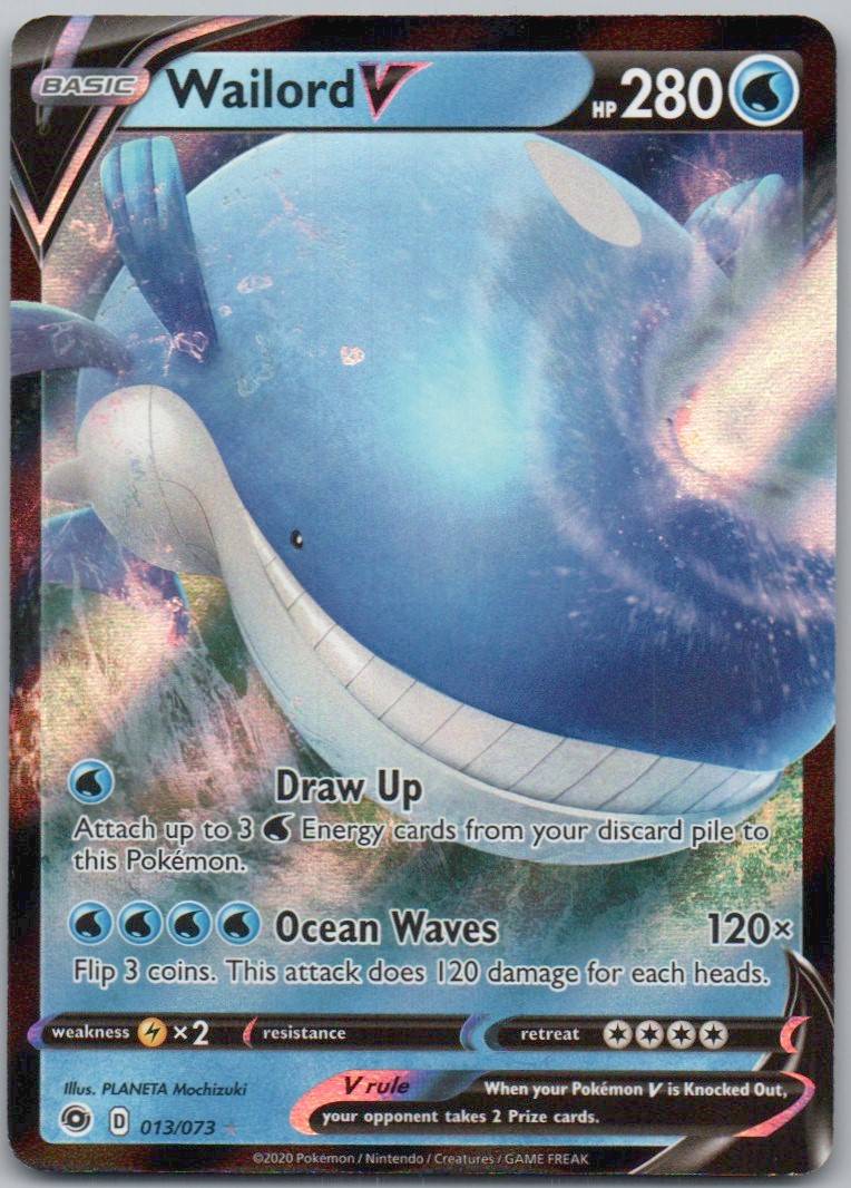 Wailord V 013 Holo Water Card - Champion's Path
