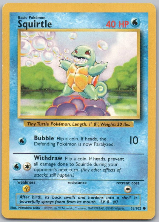 Squirtle 63 Holo Water Card - Base Set