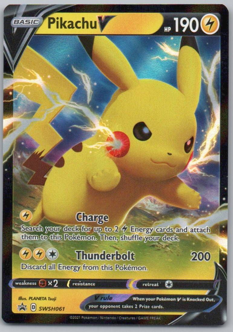 Pikachu V SWSH061 Holo Lightning Card - Sword & Shield Promo