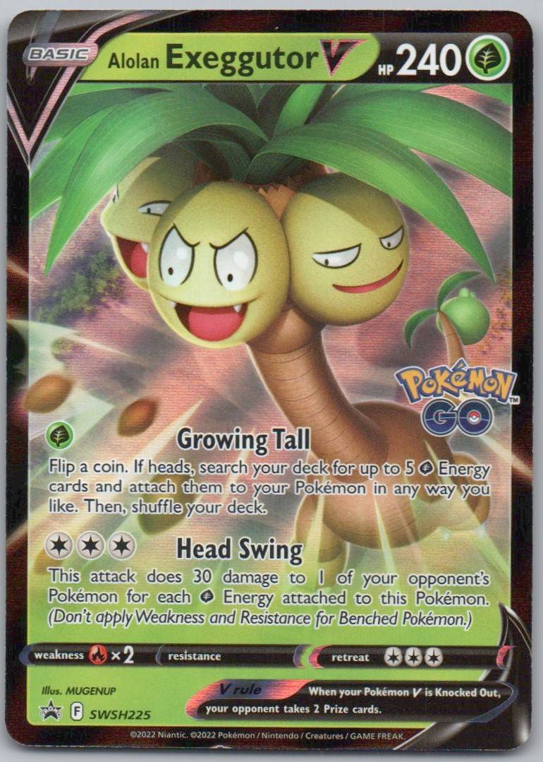 Alolan Exeggutor V SWSH225 Holo Grass Card - Sword & Shield Promo