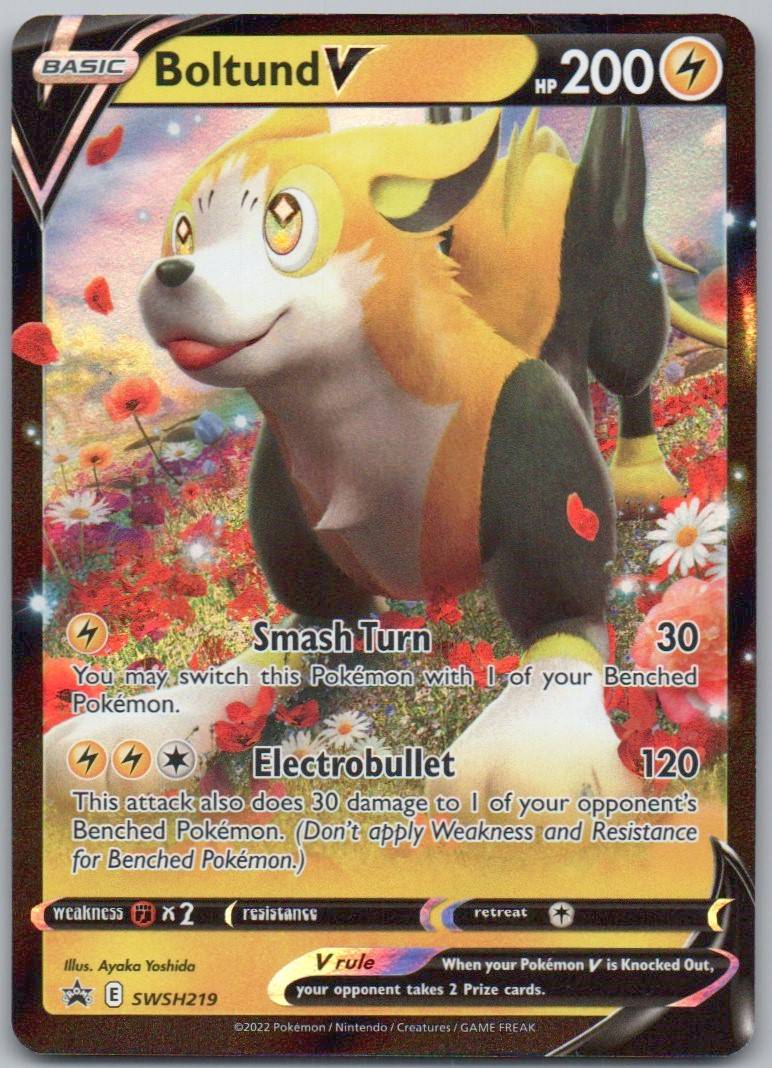 Boltund V SWSH219 Holo Lightning Card - Sword & Shield Promo