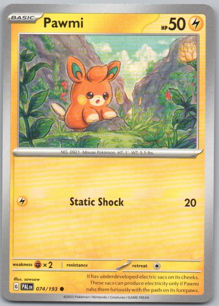Pawmi 074 Normal Lightning Card - Paldea Evolved