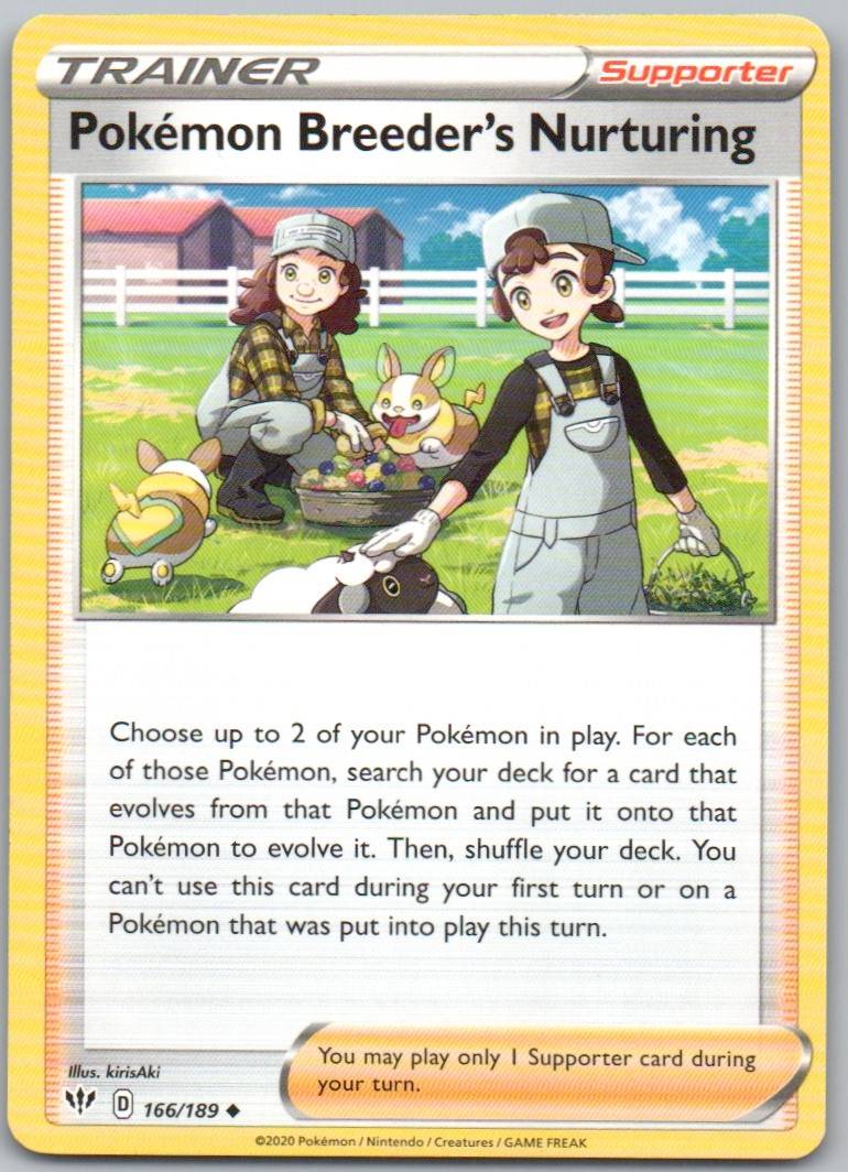 Pokemon Breeder's Nurturing 166 Normal Trainer Card - Darkness Ablaze