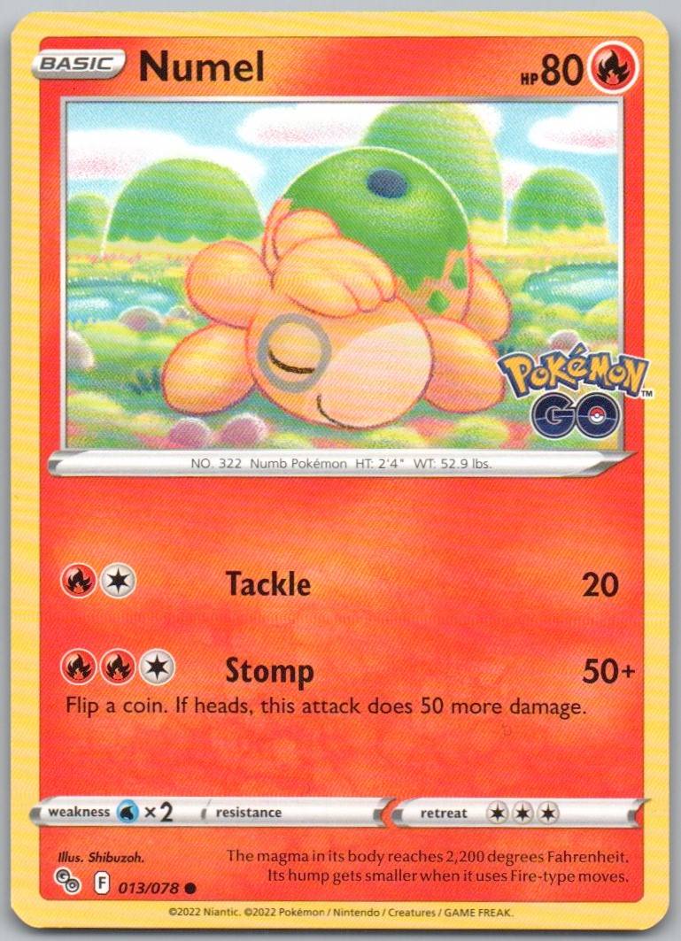 Numel 013 Normal Fire Card - Pokemon GO