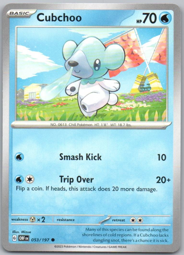 Cubchoo 053 Normal Water Card - Obsidian Flames
