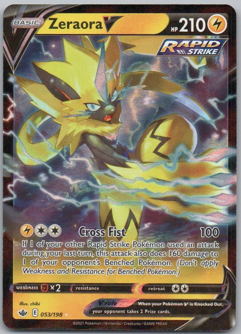 Zeraora V 053 Holo Lightning Card - Chilling Reign