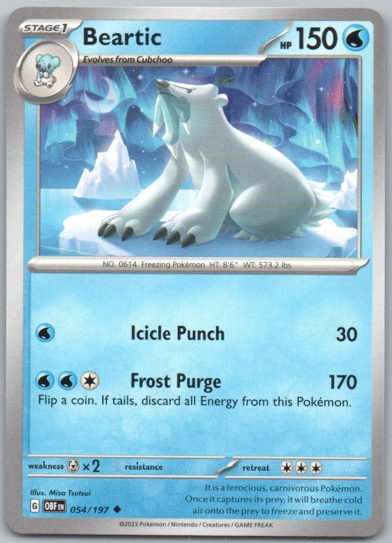 Beartic 054 Normal Water Card - Obsidian Flames
