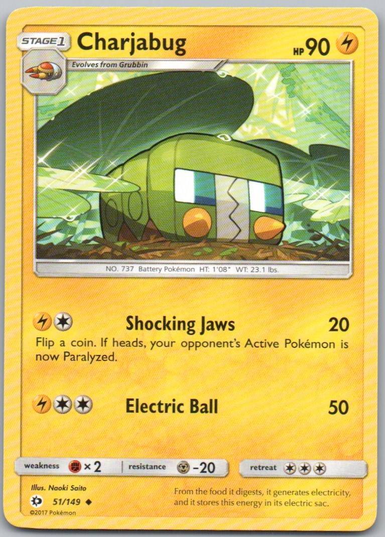 Charjabug 51 Normal Lightning Card - Sun & Moon Base