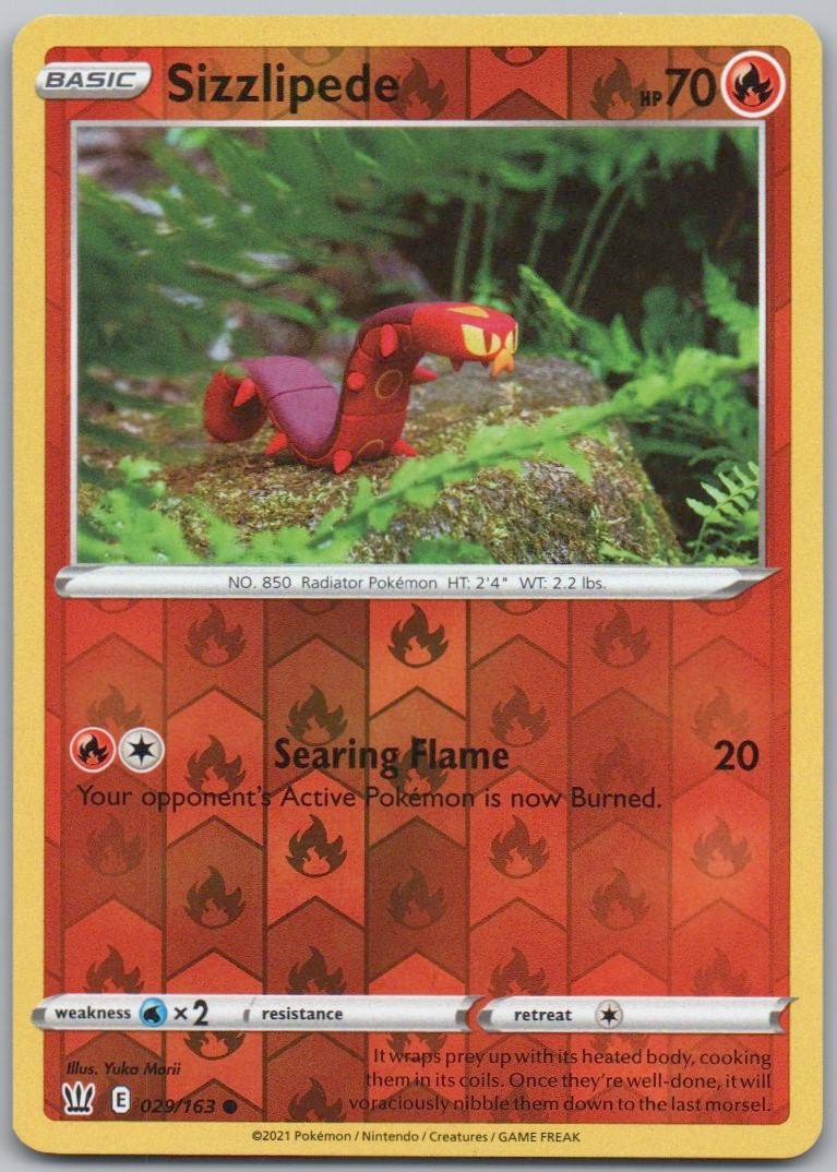Sizzlipede 029 Reverse Holo Fire Card - Battle Styles