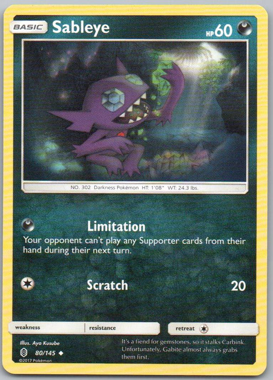 Sableye 80 Normal Darkness Card - Guardians Rising