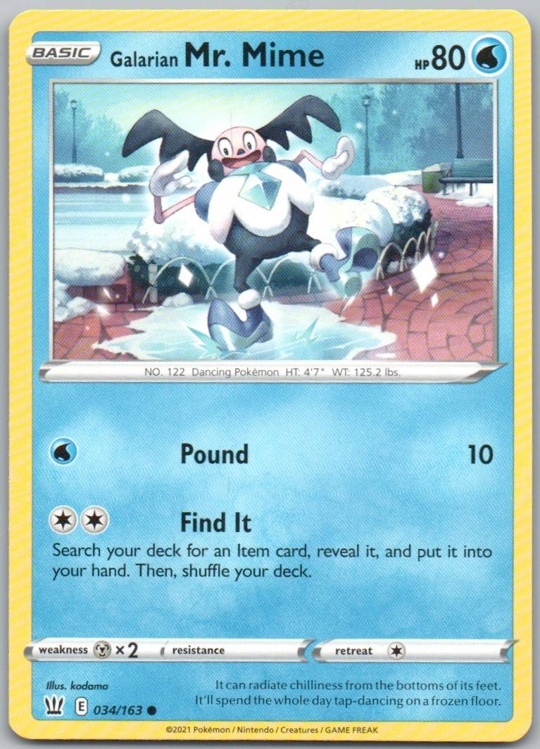Galarian Mr. Mime 034 Normal Water Card - Battle Styles