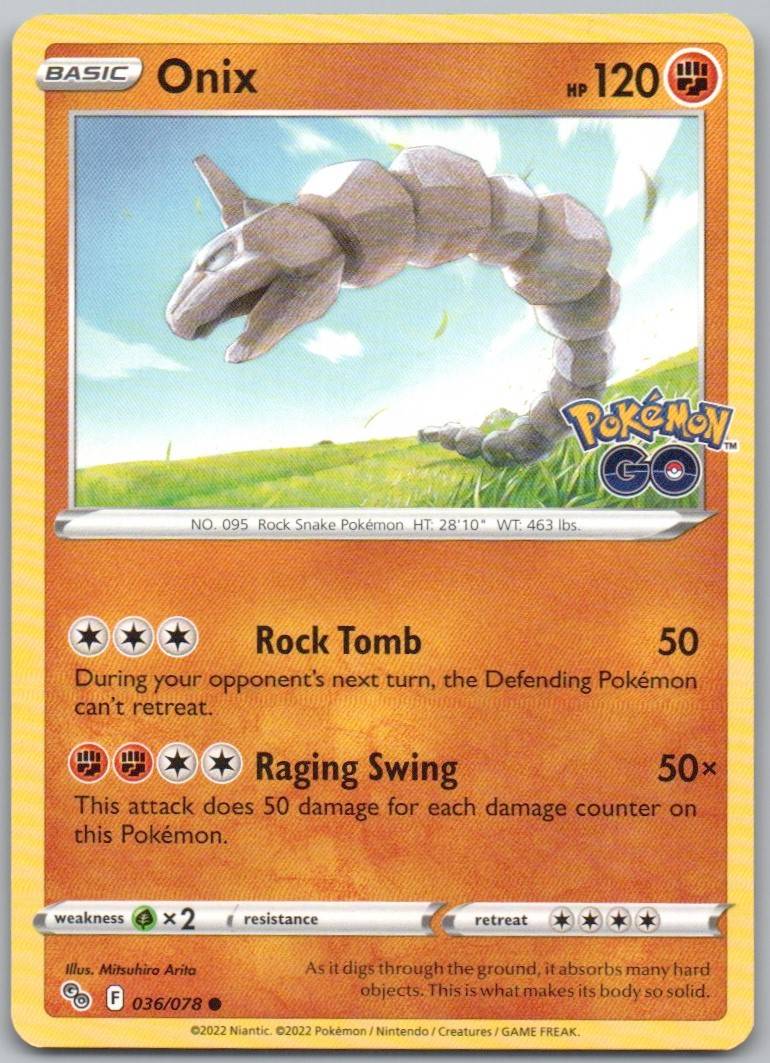Onix 036 Normal Fighting Card - Pokemon GO