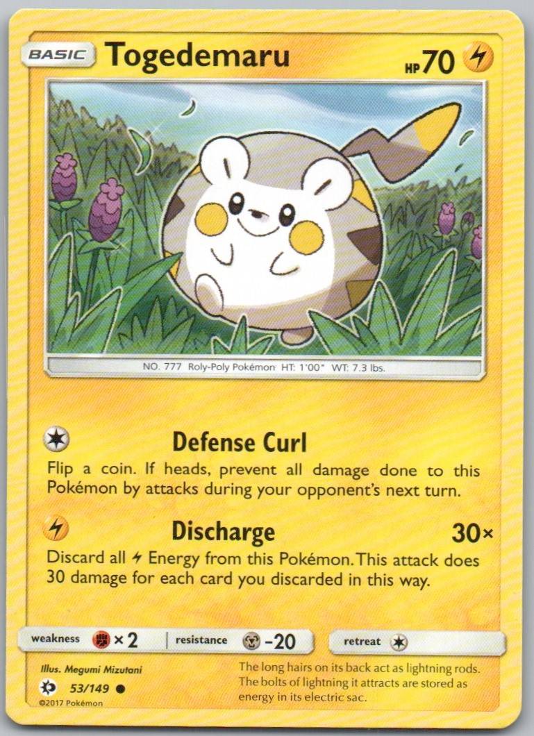 Togedemaru 53 Normal Lightning Card - Sun & Moon Base