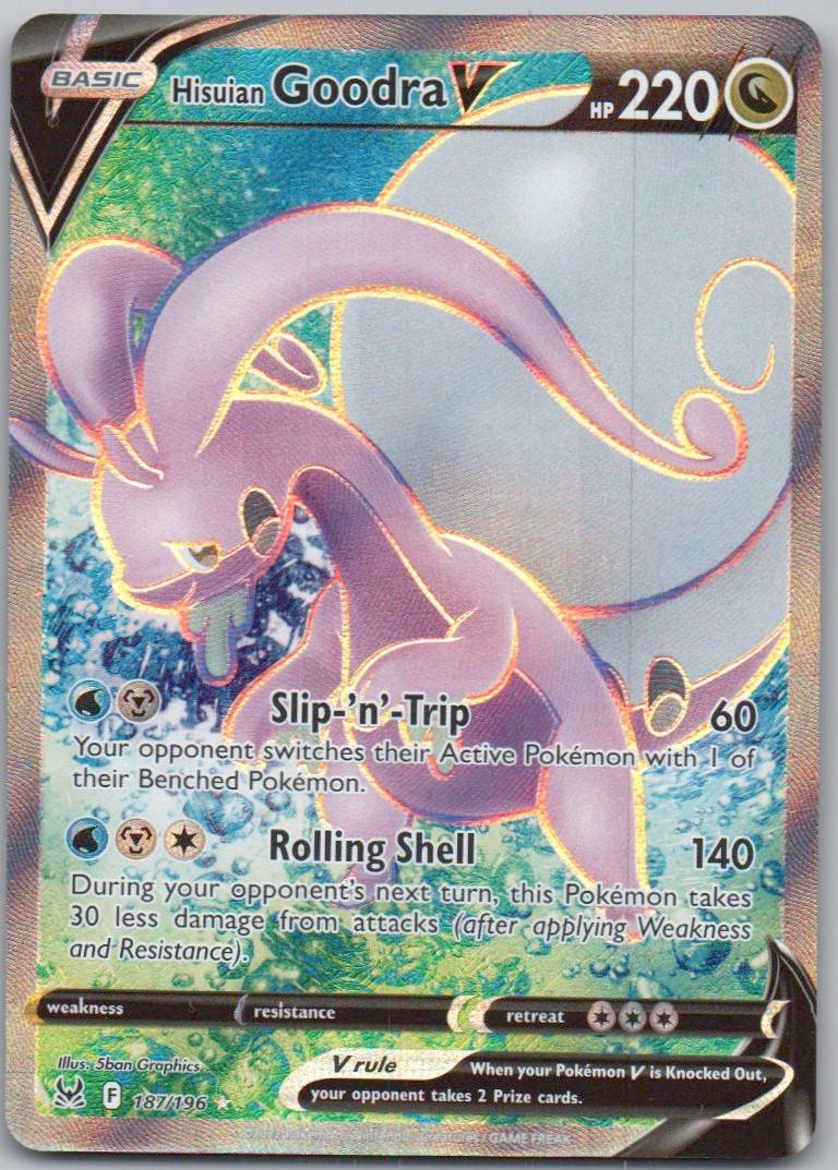 Hisuian Goodra V 187 Holo Dragon Card - Lost Origin