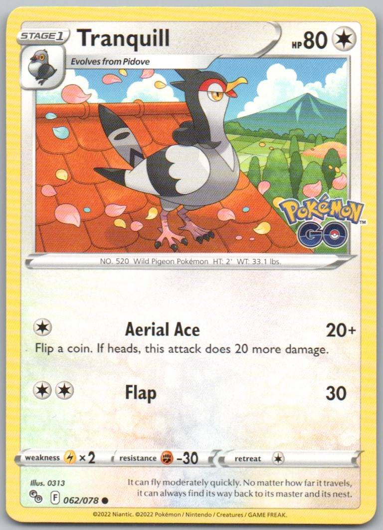 Tranquill 062 Normal Colorless Card - Pokemon GO