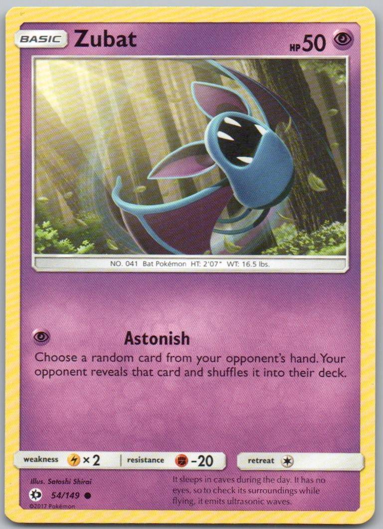 Zubat 54 Normal Psychic Card - Sun & Moon Base