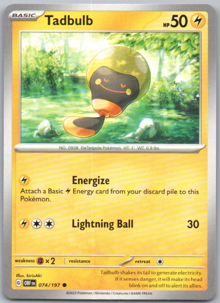 Tadbulb 074 Normal Lightning Card - Obsidian Flames