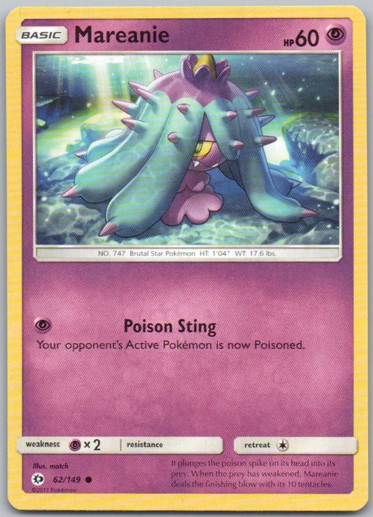 Mareanie 62 Normal Psychic Card - Sun & Moon Base