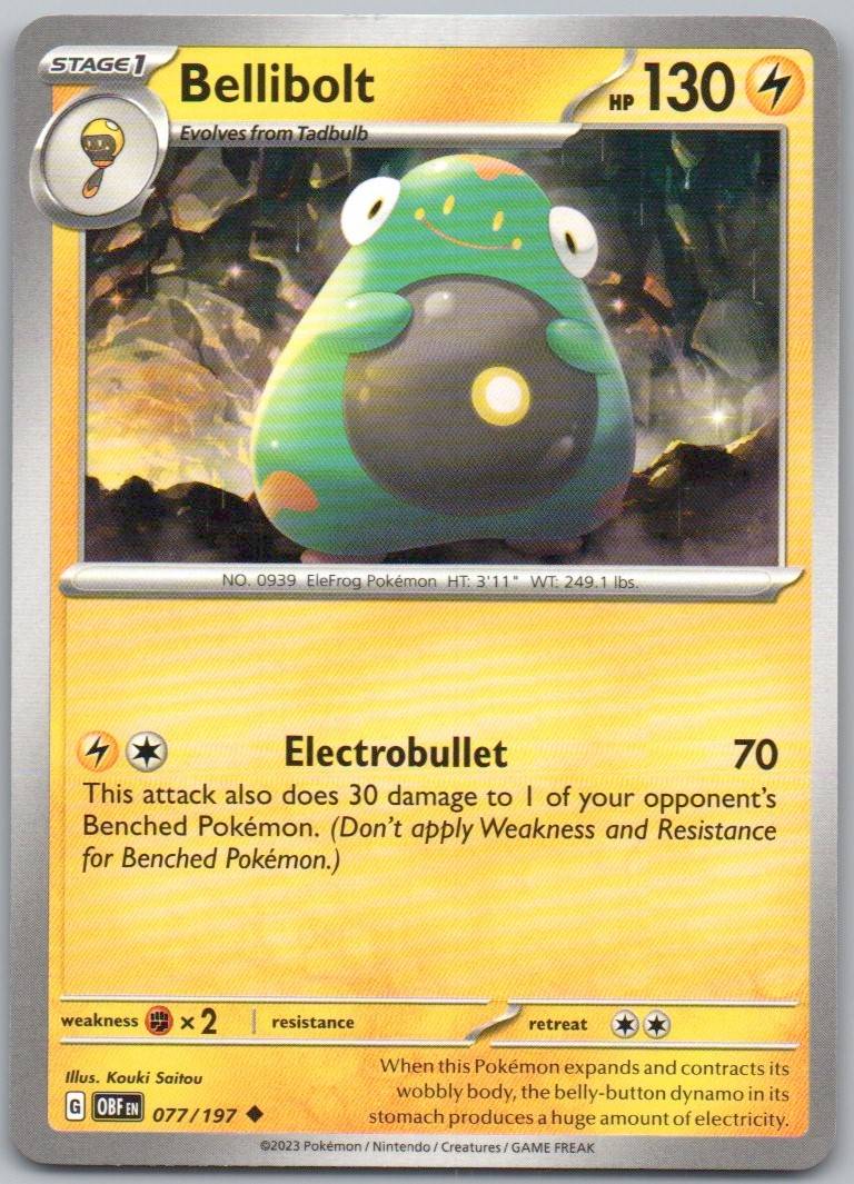 Bellibolt 077 Normal Lightning Card - Obsidian Flames