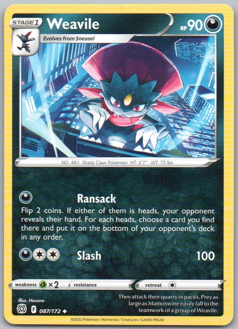 Weavile 087 Normal Darkness Card - Brilliant Stars