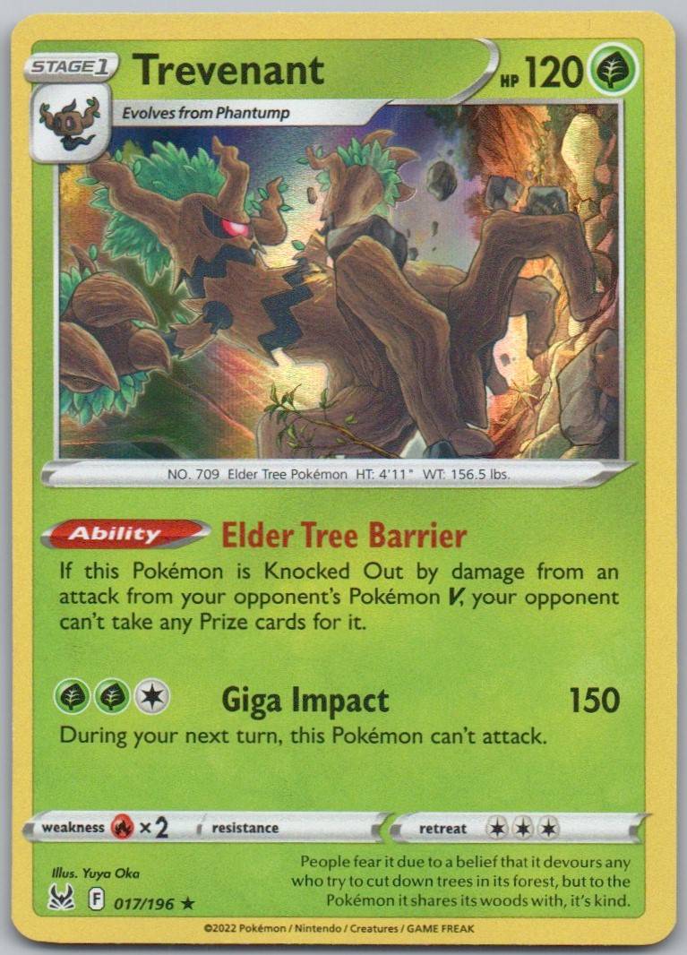 Trevenant 017 Holo Grass Card - Lost Origin