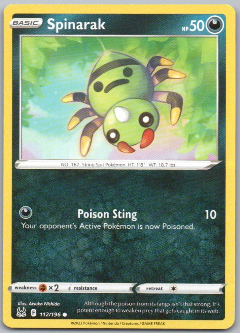Spinarak 112 Normal Darkness Card - Lost Origin