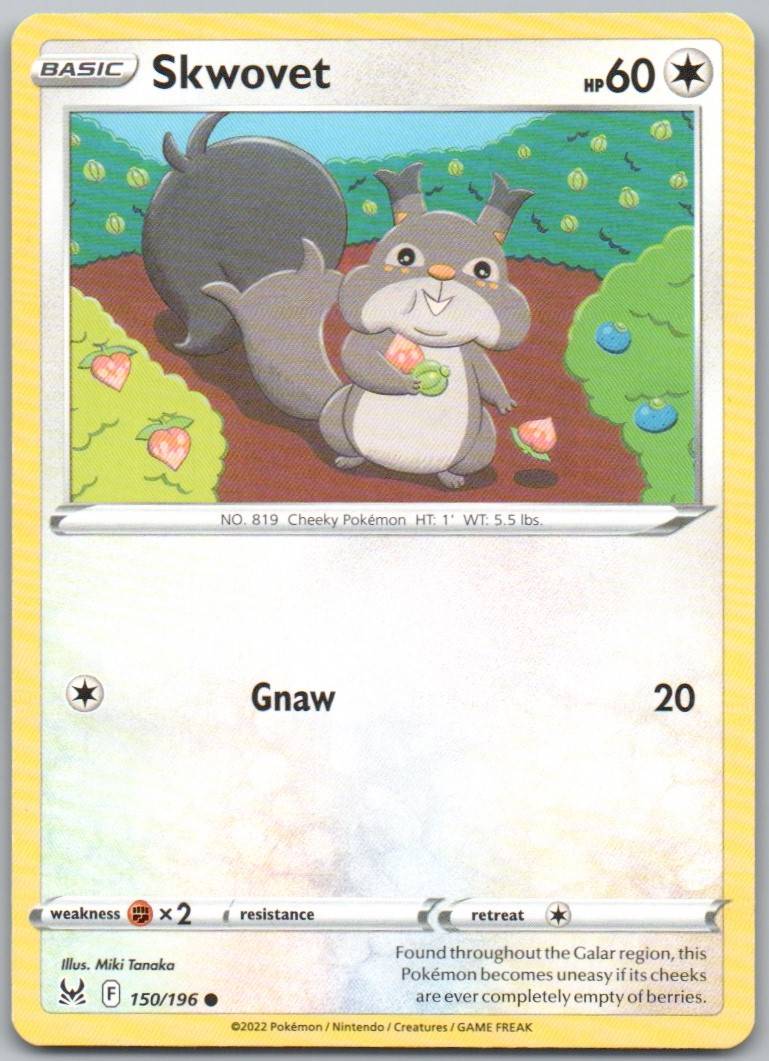 Skwovet 150 Normal Colorless Card - Lost Origin
