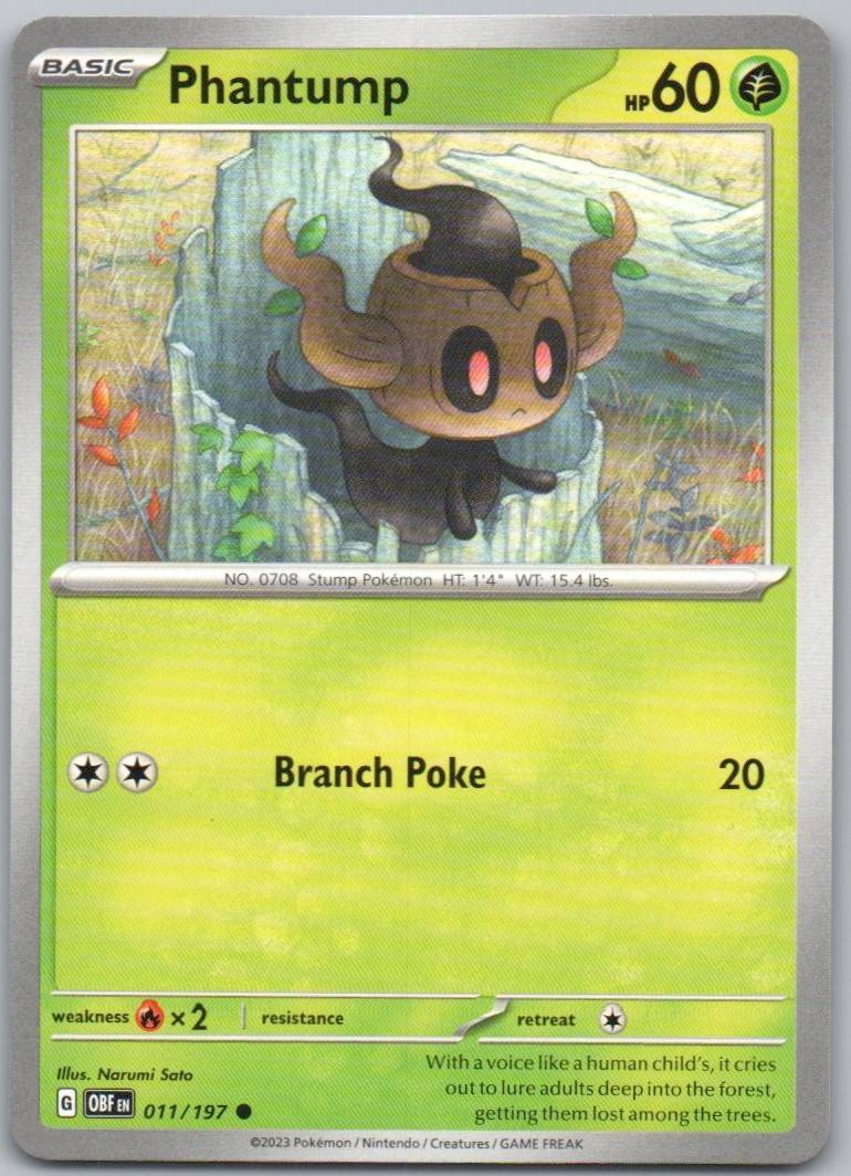 Phantump 011 Normal Grass Card - Obsidian Flames
