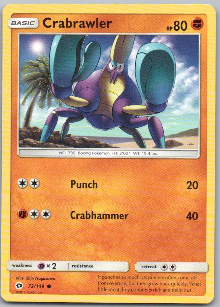 Crabrawler 72 Normal Fighting Card - Sun & Moon Base