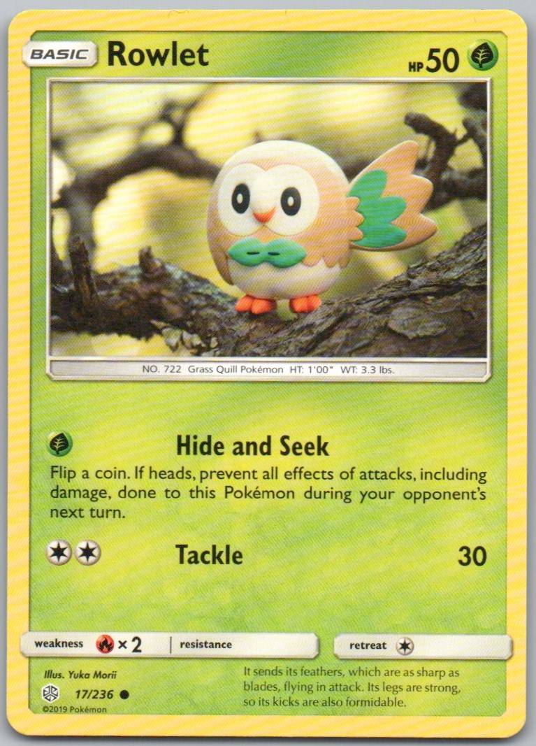 Rowlet 017 Normal Grass Card - Cosmic Eclipse