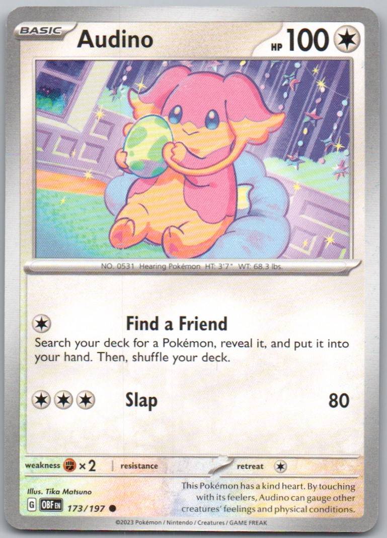 Audino 173 Normal Colorless Card - Obsidian Flames