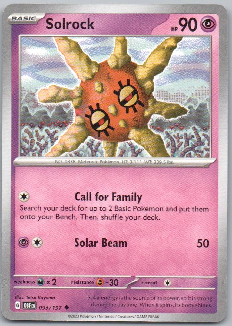 Solrock 093 Normal Psychic Card - Obsidian Flames