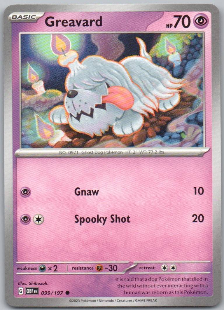 Greavard 099 Normal Psychic Card - Obsidian Flames