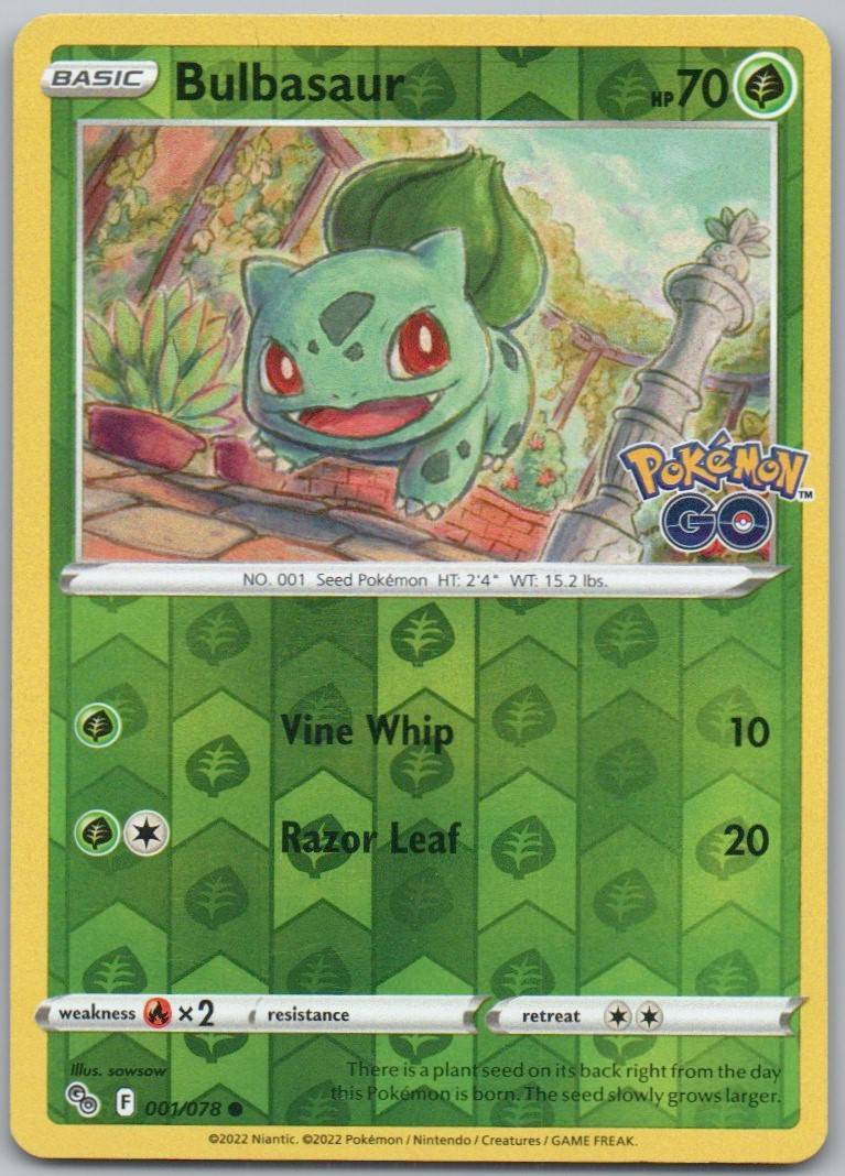 Bulbasaur 001 Normal Grass Card - Pokemon GO