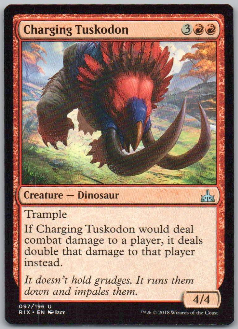Charging Tuskodon 97 Normal Creature Card - Rivals of Ixalan