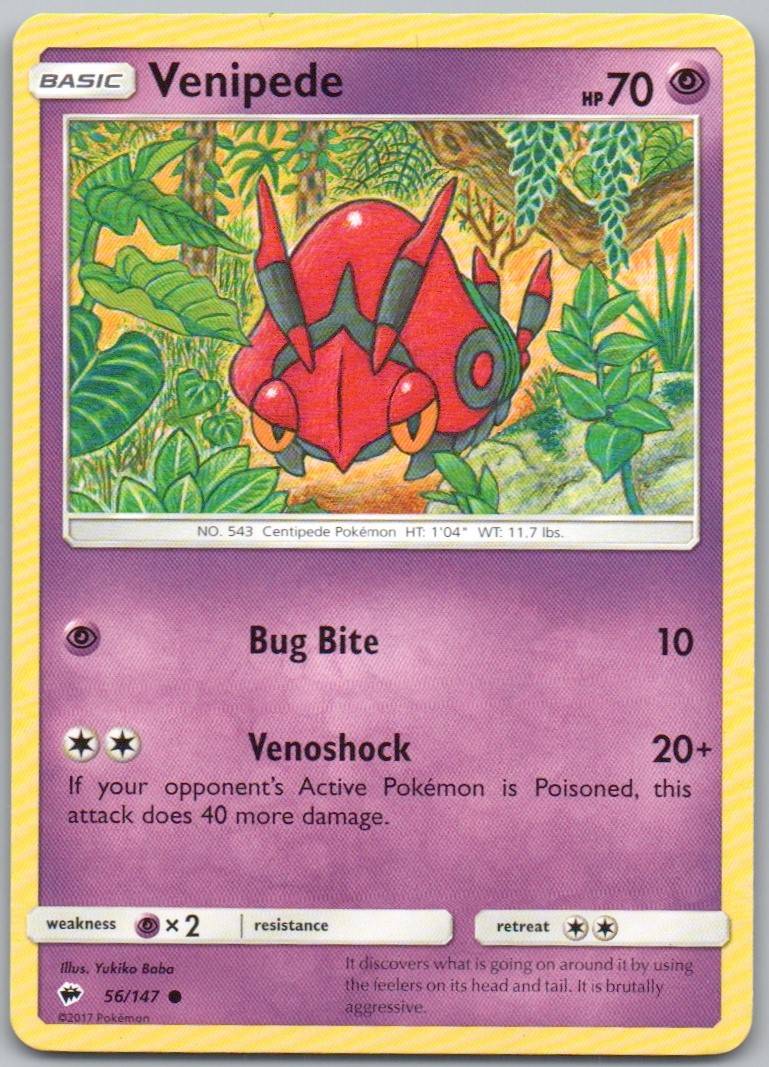 Venipede 56 Normal Psychic Card - Burning Shadows