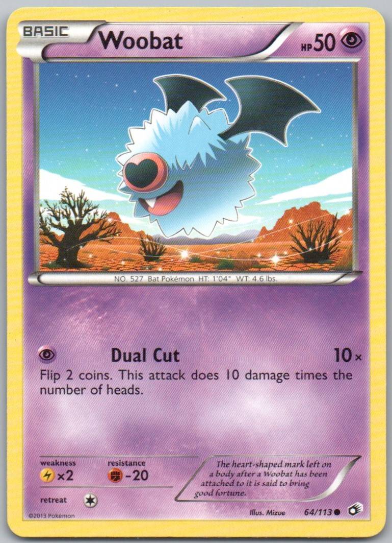 Woobat 064 Normal Pokemon Card - Legendary Treasures