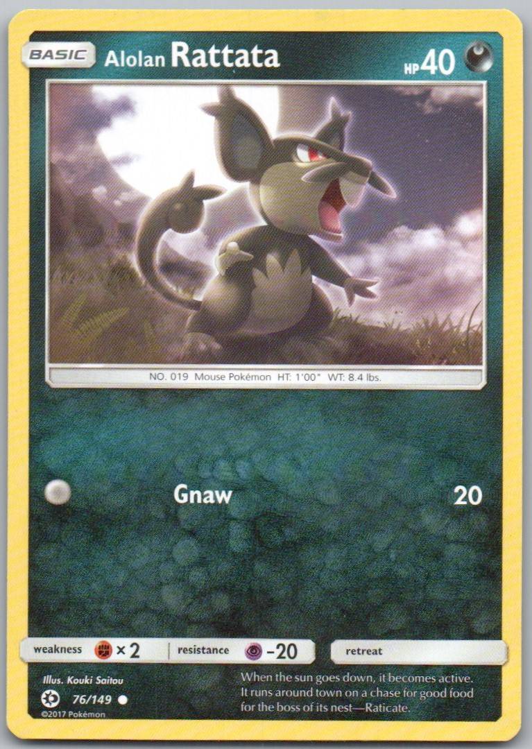 Alolan Rattata 76 Normal Darkness Card - Sun & Moon Base