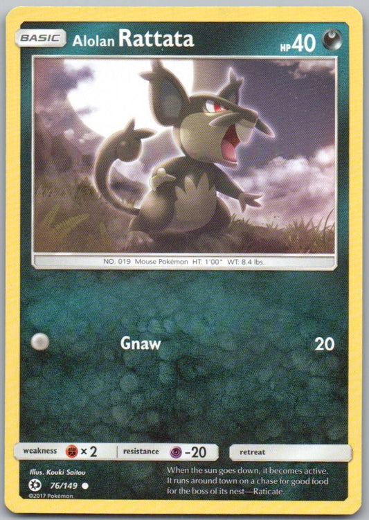 Alolan Rattata 76 Normal Darkness Card - Sun & Moon Base