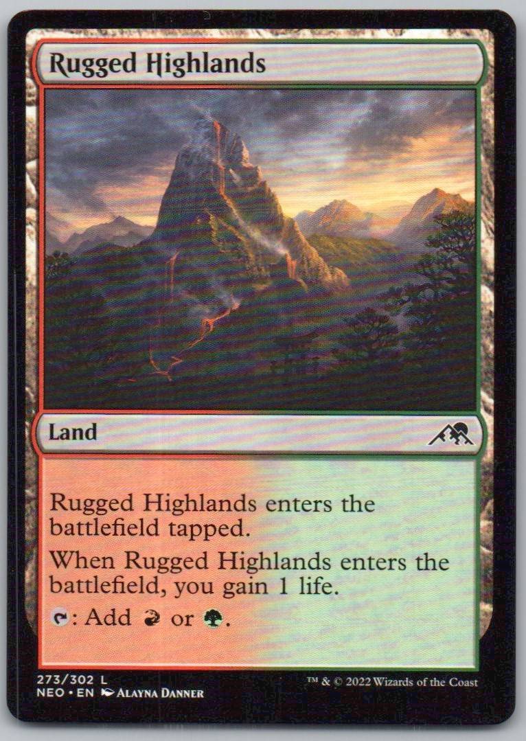 Rugged Highlands 273 Normal Land Card - Kamigawa: Neon Dynasty