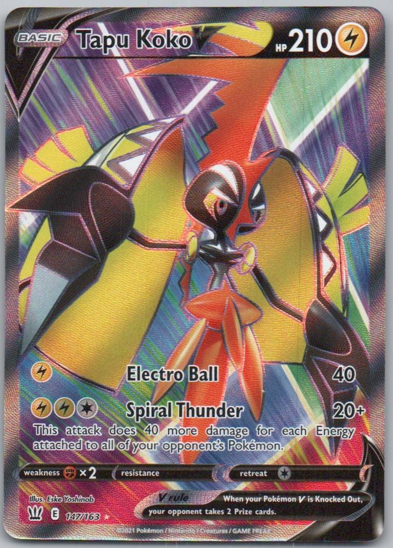 Tapu Koko V 147 Holo Lightning Card - Battle Styles