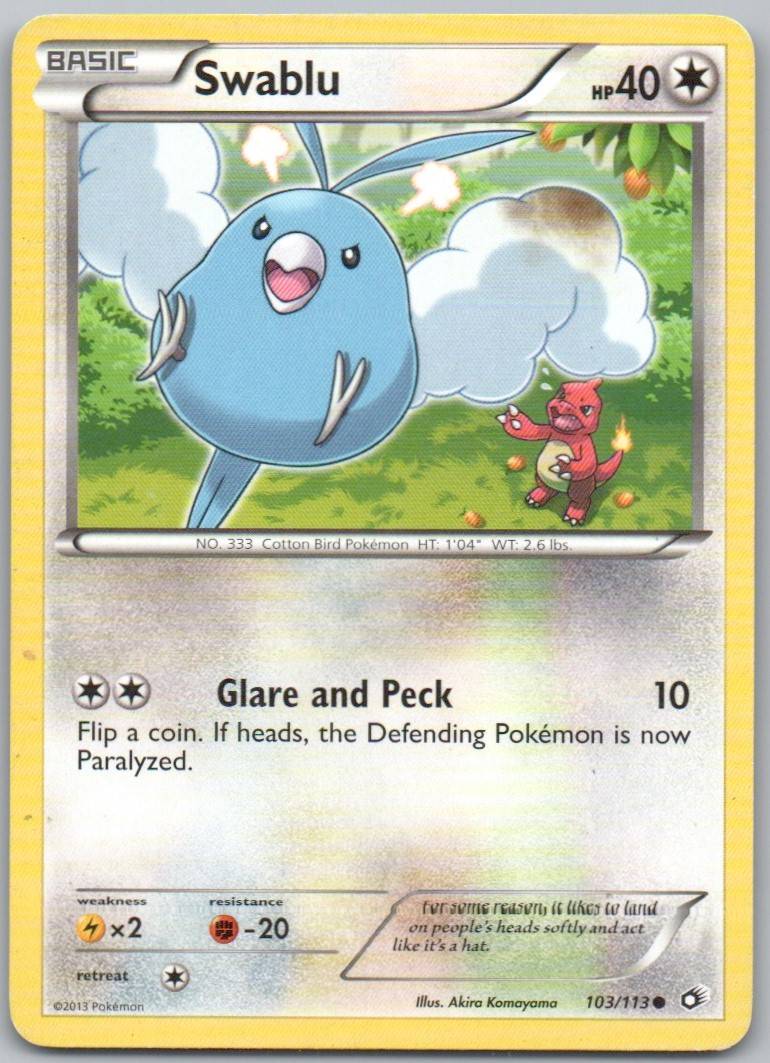 Swablu 103 Normal Pokemon Card - Legendary Treasures