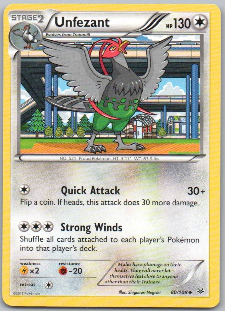 Unfezant 080 Normal Colorless Card - Roaring Skies